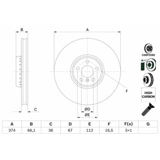 0986479f54 Bosch Гальмівний диск