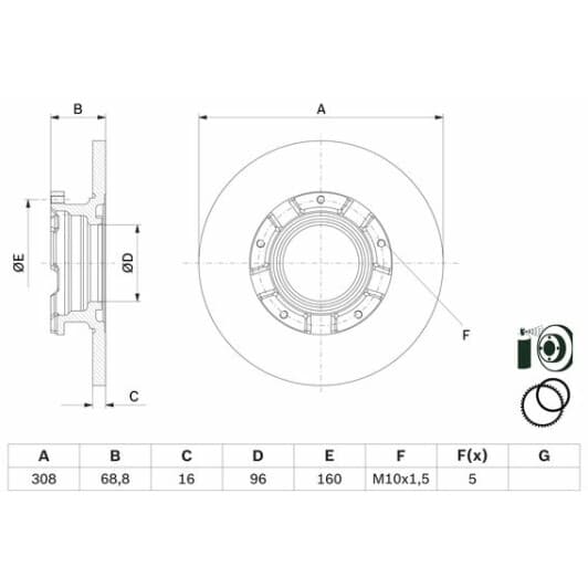 0986479f62 Bosch Гальмівний диск для Ford Transit