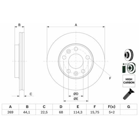 0986479f65 Bosch Гальмівний диск
