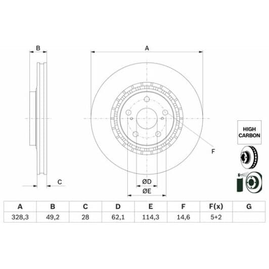 0986479g63 Bosch Гальмівний диск