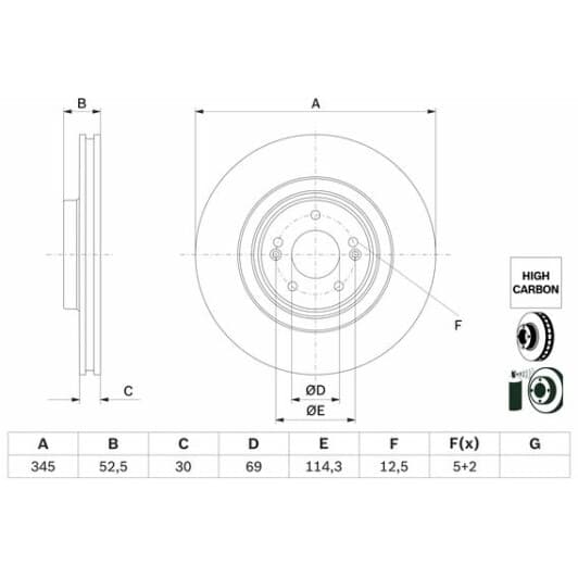 0986479g26 Bosch Гальмівний диск для Hyundai i30
