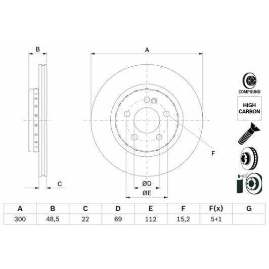 0986479h50 Bosch Гальмівний диск