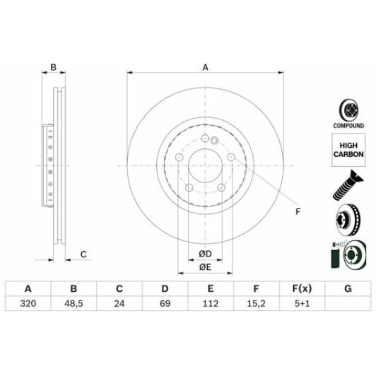 0986479h43 Bosch Гальмівний диск