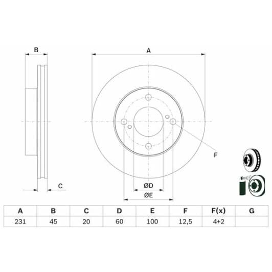 0986479g92 Bosch Тормозной диск