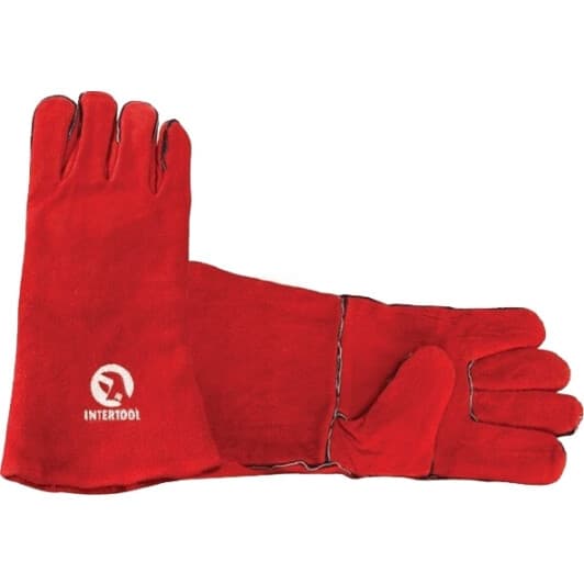 Перчатки рабочие Intertool замшевые красные