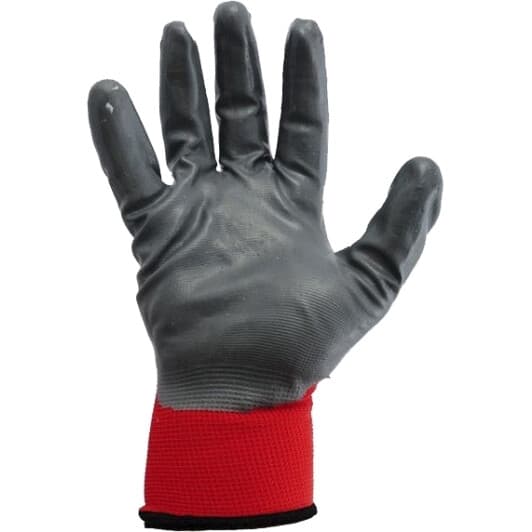 Перчатки рабочие MasterTool Black PU синтетические с нитриловым покрытием красные