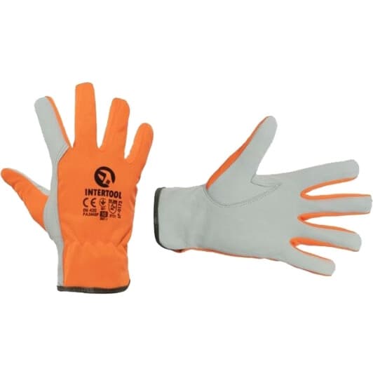 Перчатки рабочие Intertool кожаные оранжевые
