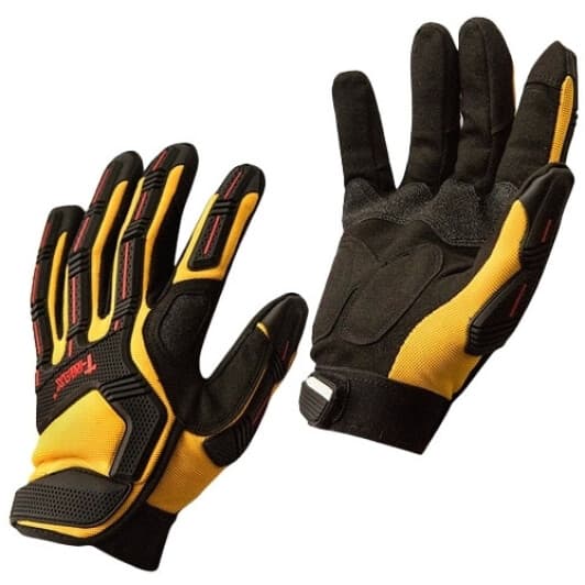 Перчатки рабочие T-Max синтетические с кожаными вставками желтые