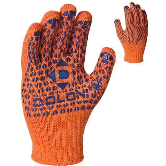 Перчатки рабочие Doloni Стандарт Плюс хб с точками ПВХ оранжевые