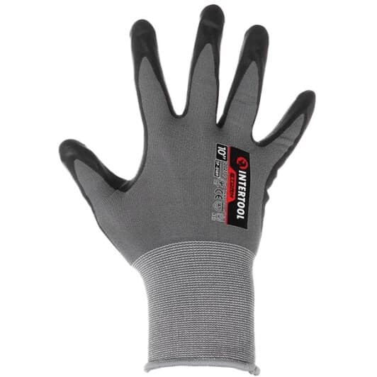Перчатки рабочие Intertool Storm трикотажные с нитриловым покрытием серый