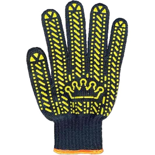 Перчатки рабочие Stark Корона хб + полиэстер с точками ПВХ черные
