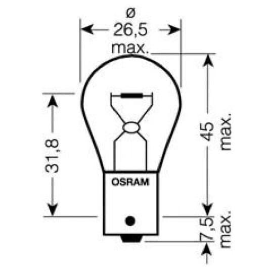 Автолампа Osram Original P21W BA15s 21 W прозрачная 7511