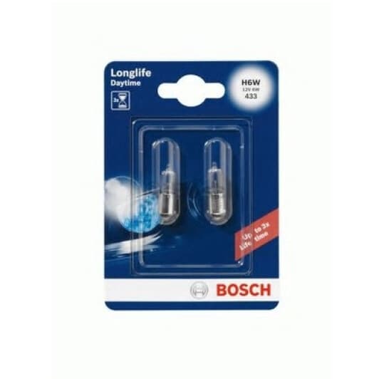 Автолампа Bosch Longlife Daytime H6W BAX9s 6 W прозрачная 1987301061