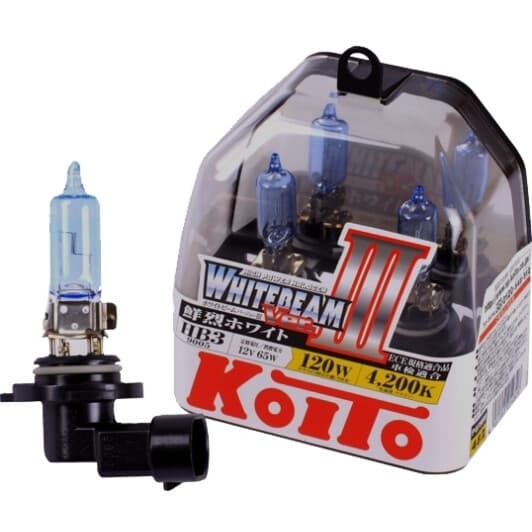 Автолампа KOITO WhiteBeam ver. III HB3 P20d 65 W прозрачно-голубая p0756w