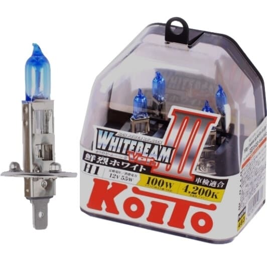 Автолампа KOITO WhiteBeam ver. III H1 P14,5s 100 W прозрачно-голубая p0751w