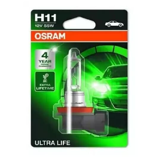 Автолампа Osram Ultra Life H11 PGJ19-2 55 W прозора 64211ULT01B