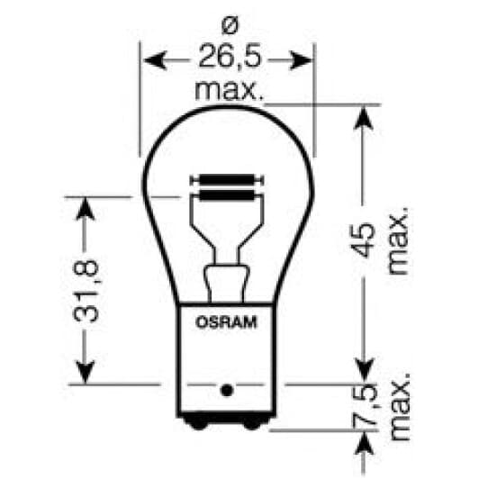 Автолампа Osram Ultra Life P21/5W BAY15d 21 W прозрачная 7528ult