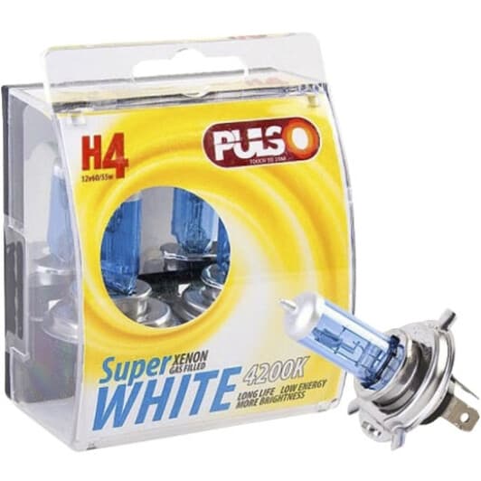 Автолампа Pulso Super White H4 P43t 75 W синя LP-42471
