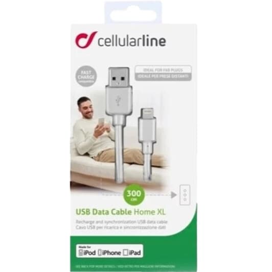 Кабель CellularLine Home USBDATAMFIIPH3MW USB - Apple Lightning 3 м