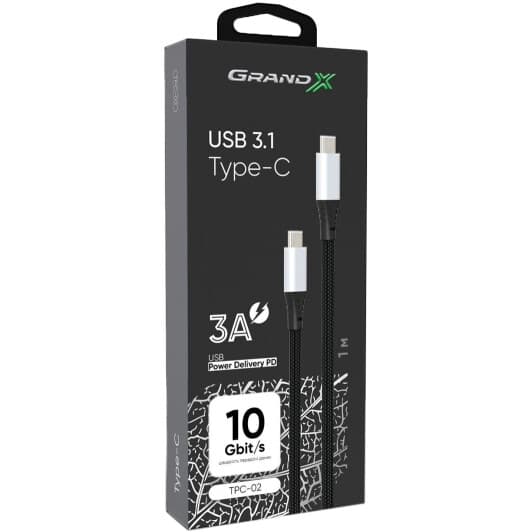 Кабель Grand-X TPC-02 USB type-C - USB type-C 1 м