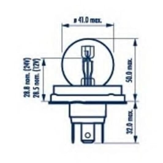 Автолампа Narva Standard R2 P45t 45 W прозрачная 49211