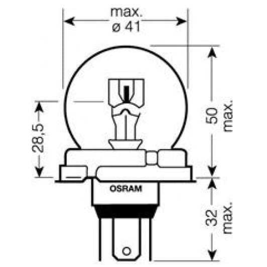 Автолампа Osram Super Bright R2 P45t 100 W прозора 64203