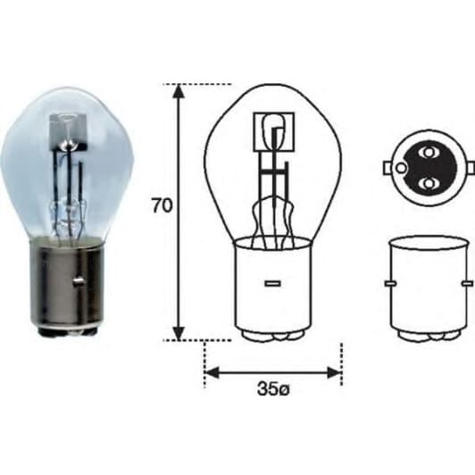 Автолампа Magneti Marelli S2 BA20d 35 W прозрачная 002588200000