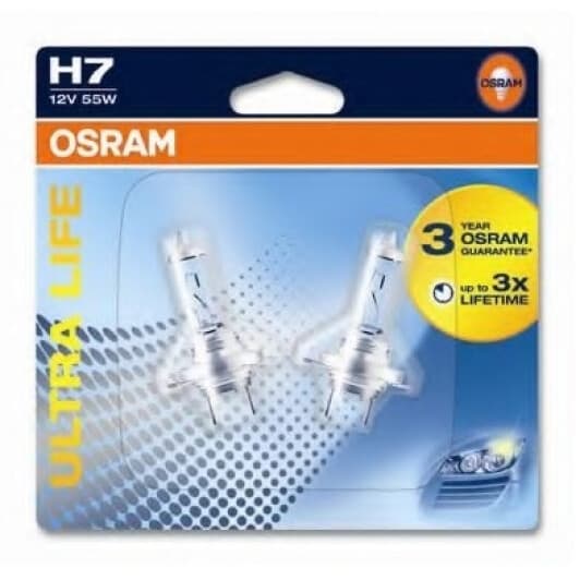 Автолампа Osram Ultra Life H7 PX26d 55 W прозора 64210ULT02B