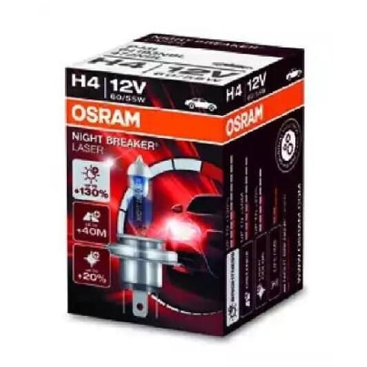 Автолампа Osram Night Breaker Laser H4 P43t 60 W прозоро-блакитна 64193NBL
