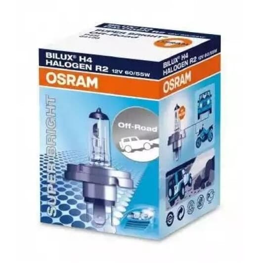 Автолампа Osram Super Bright R2 (Bilux) P45t 60 W прозора 64198
