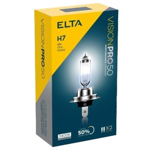 Автолампа Elta Automotive Vision Pro 50 H7 PX26d 55 W прозора EB3477TR