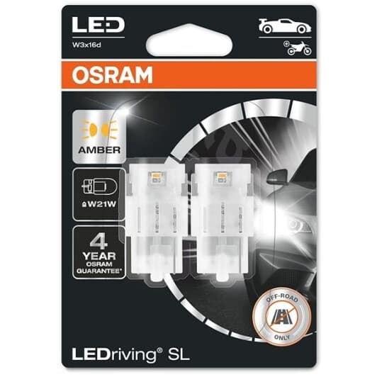 Автолампа Osram LEDriving W21W W3x16d 2 W 7505DYP-02B