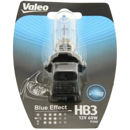 Автолампа Valeo Blue Effect HB3 P20d 60 W світло-блакитна 32526