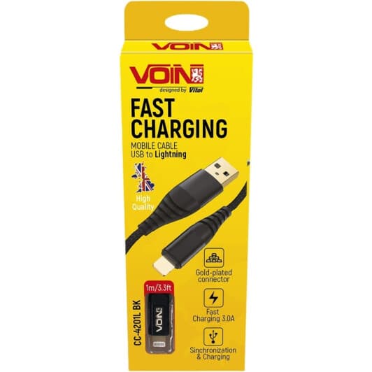 Кабель Voin CC-4201LBK USB - Apple Lightning 1 м
