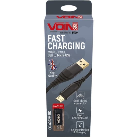 Кабель Voin CC-4202MBK USB - Micro USB 2 м