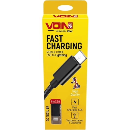 Кабель Voin CC-1801LBK USB - Apple Lightning 1 м