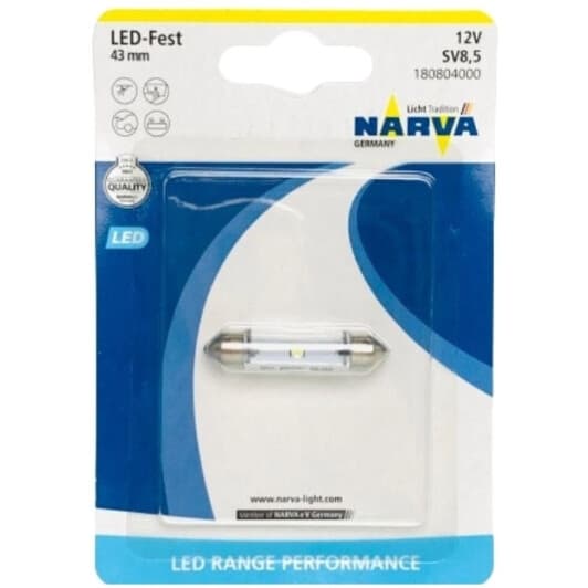 Автолампа Narva Range Performance LED SV8,5-8 0,6 W белая 18080-01B