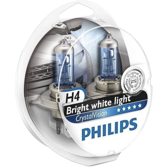 Автолампа Philips CrystalVision H4 P43t 60 W світло-блакитна 12342CVSP