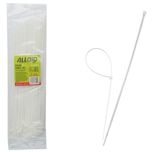 Стяжка Alloid PC-36300W 300 мм 3,6 мм 100 шт