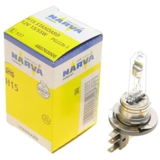 Автолампа Narva H15 PGJ23T-1 55 W прозрачная 480703000