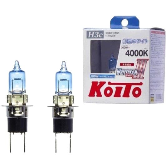 Автолампа KOITO WhiteBeam ver. III H3C PK22s 50 W прозрачно-голубая P0753W