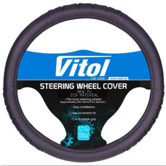 Чохол на кермо Vitol 17001 BK M штучна шкіра колір чорний