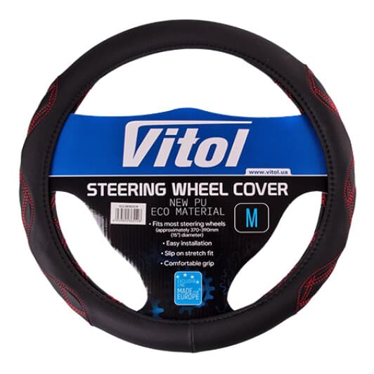 Чохол на кермо Vitol VLU-2408003 M штучна шкіра колір чорний