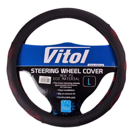 Чохол на кермо Vitol VLU-2408003 L штучна шкіра колір чорний