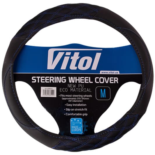 Чохол на кермо Vitol VLU-2211002 M штучна шкіра колір чорний