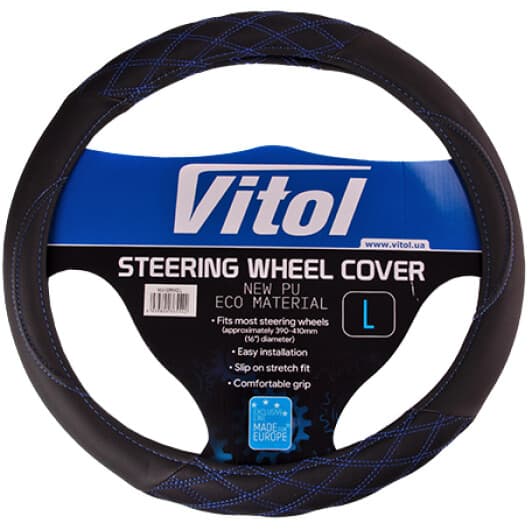 Чохол на кермо Vitol VLU-2211002 L штучна шкіра колір чорний