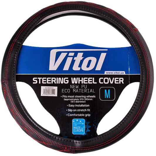 Чохол на кермо Vitol VLU-2402001 M штучна шкіра колір чорний