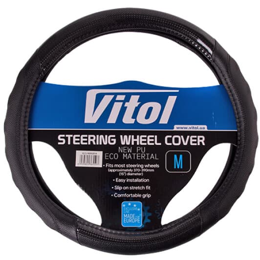 Чохол на кермо Vitol VLCU-1409009 M штучна шкіра колір чорний