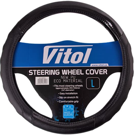 Чохол на кермо Vitol VLCU-1409009 L штучна шкіра колір чорний