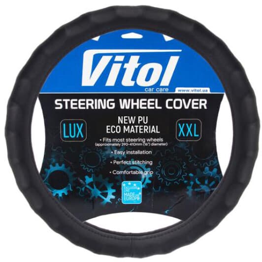 Чохол на кермо Vitol VLOD-NPU06 BK XXL еко-шкіра колір чорний